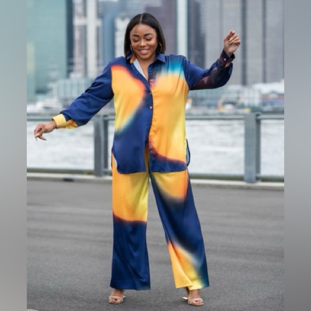 The Drop Kela Walker Ombré Print Wide Leg Pants